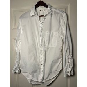 AMO Ruth Oversized White 100% Pima Cotton Button Down‎ Shirt Women's Size S